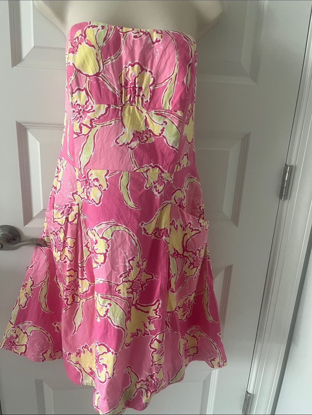 Lilly Pulitzer Pink and Yellow Floral Strapless Sundress